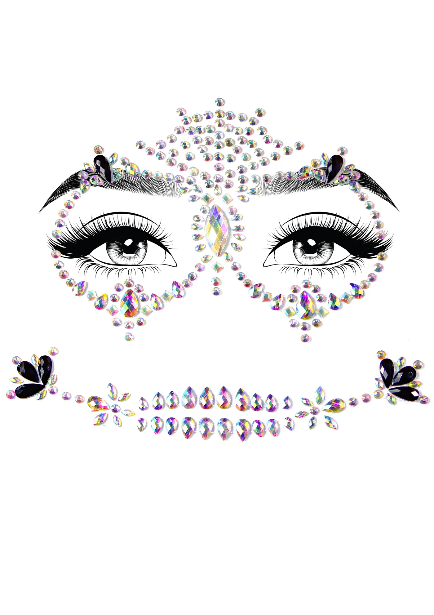 Calavera Adhesive Face Jewels Sticker