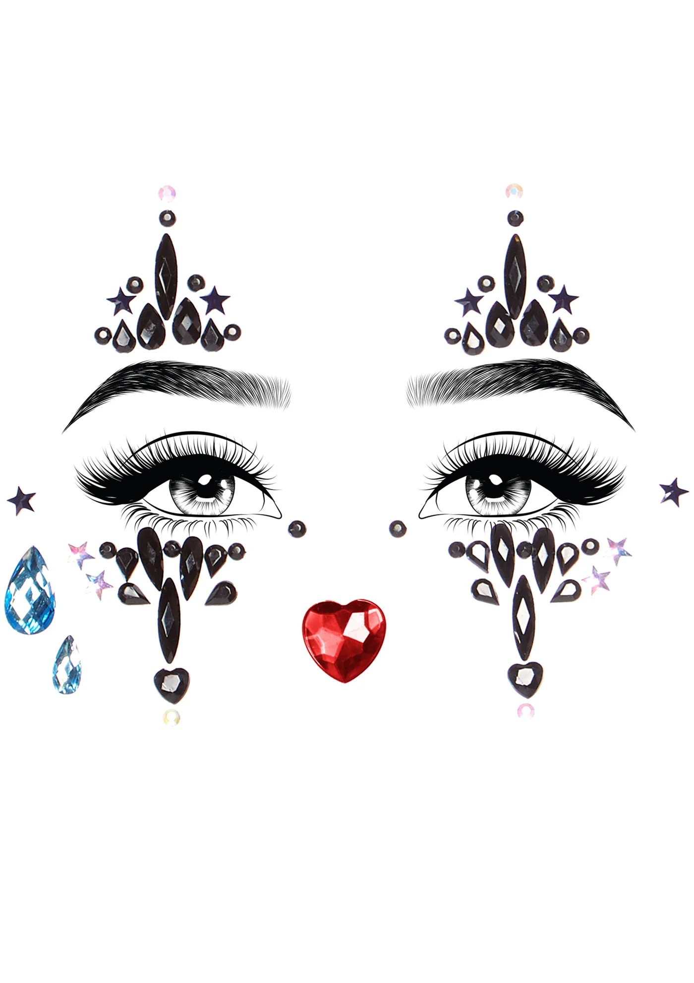 Harlequin Adhesive Face Jewels Sticker - Image 2